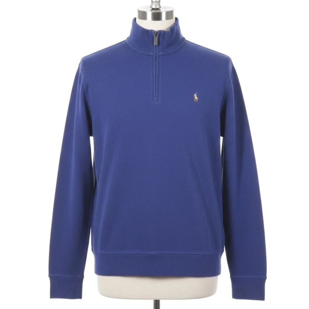 Polo‎ Ralph Lauren Estate Rib Quarter Zip Pullover Sweater Royal Blue Mens XL